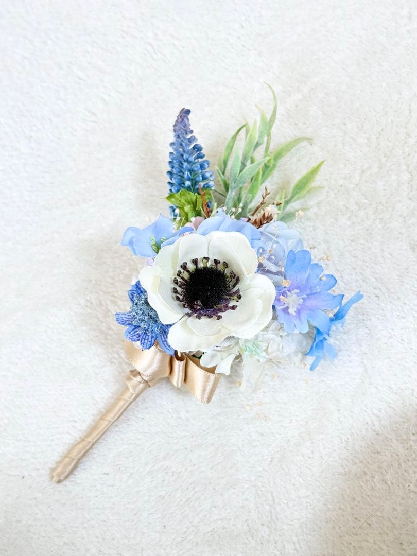 ウェディングブーケ ブルー ライトブルー アネモネ