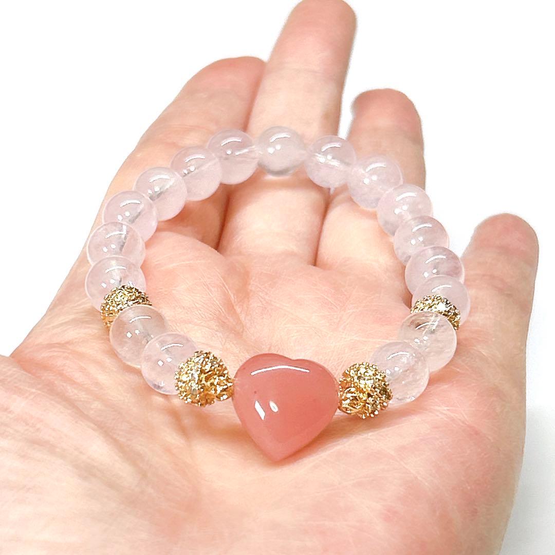 グァバクォーツのハートとピンクモルガナイト