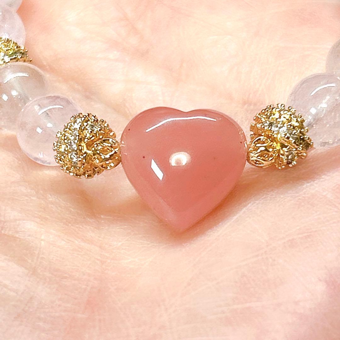 グァバクォーツのハートとピンクモルガナイト