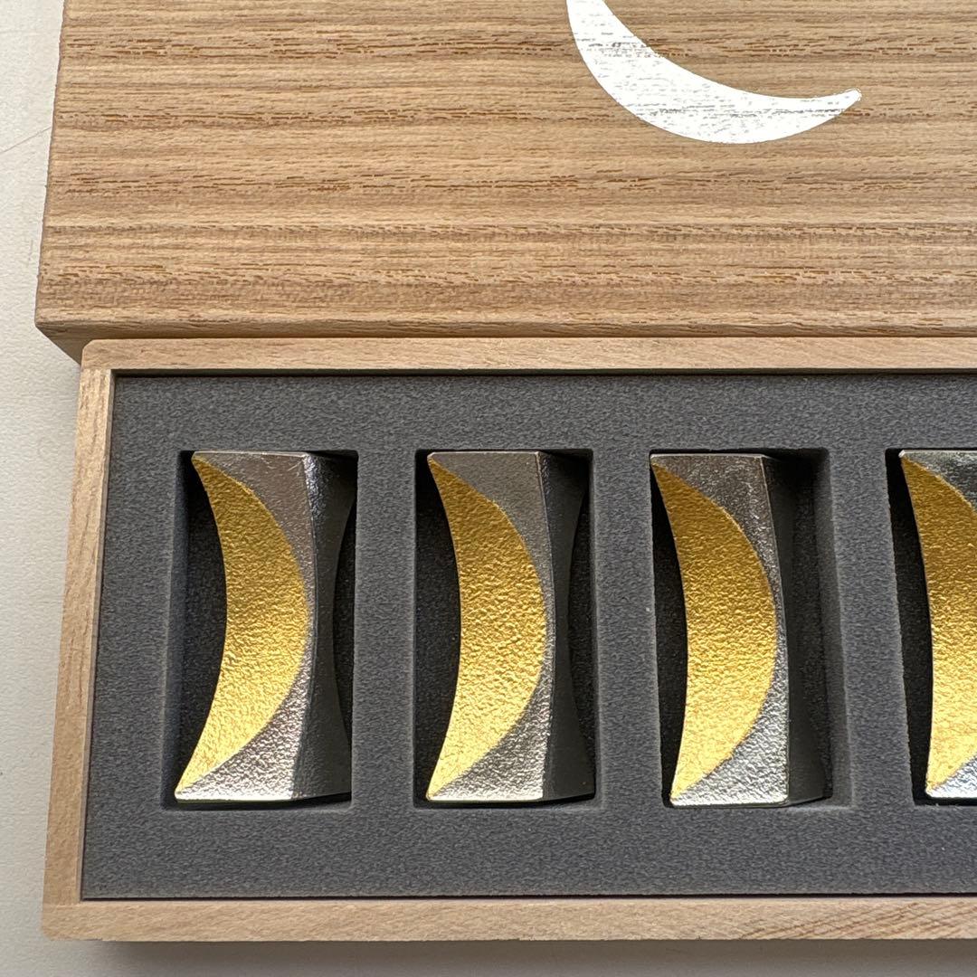 能作 箸置 金箔 錫 100% 日本製 月 ５ヶ入