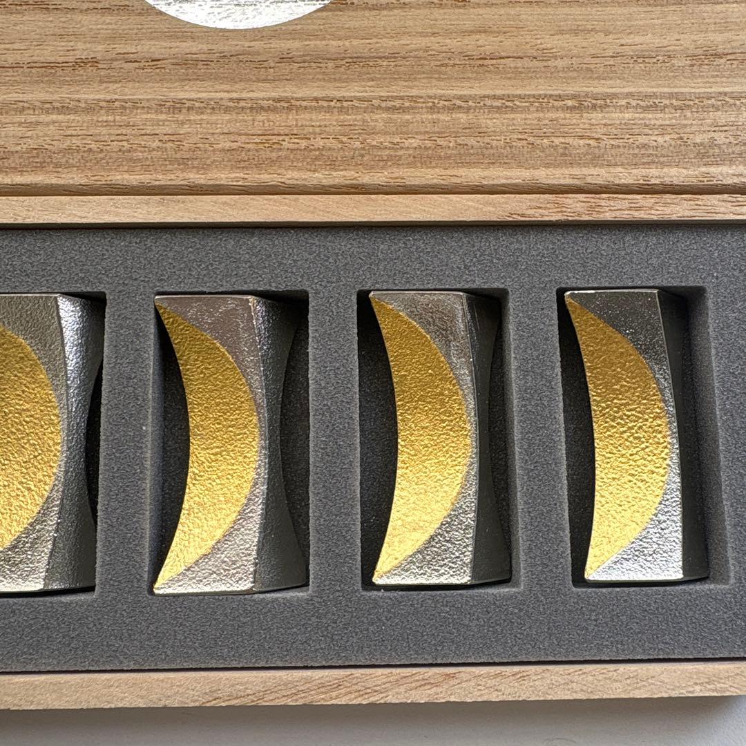 能作 箸置 金箔 錫 100% 日本製 月 ５ヶ入