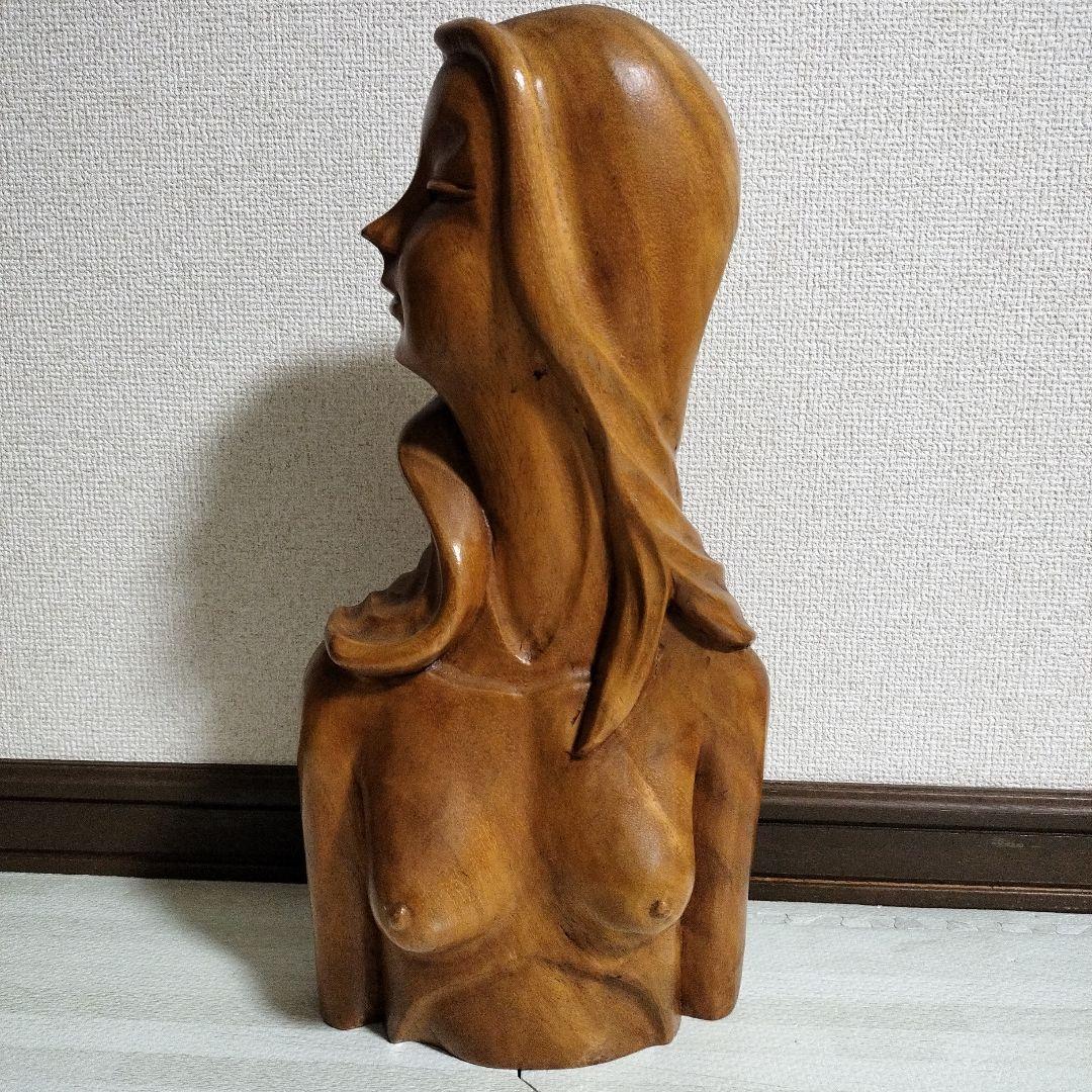 木彫り 女性像 置物 骨董 レトロ 裸婦像 裸像 海外 胸像 - メルカリ