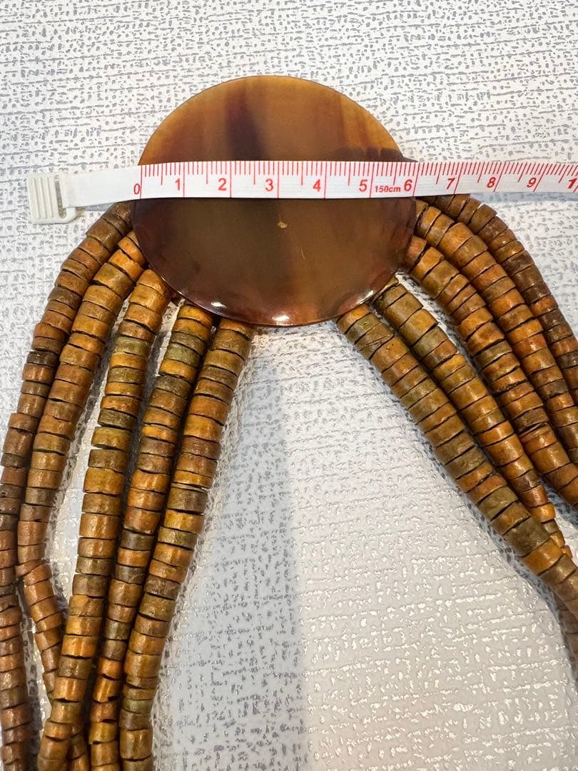 MANOUKボヘミアン風 べっ甲&木製ビーズ 大ぶり ネックレス 約20cm