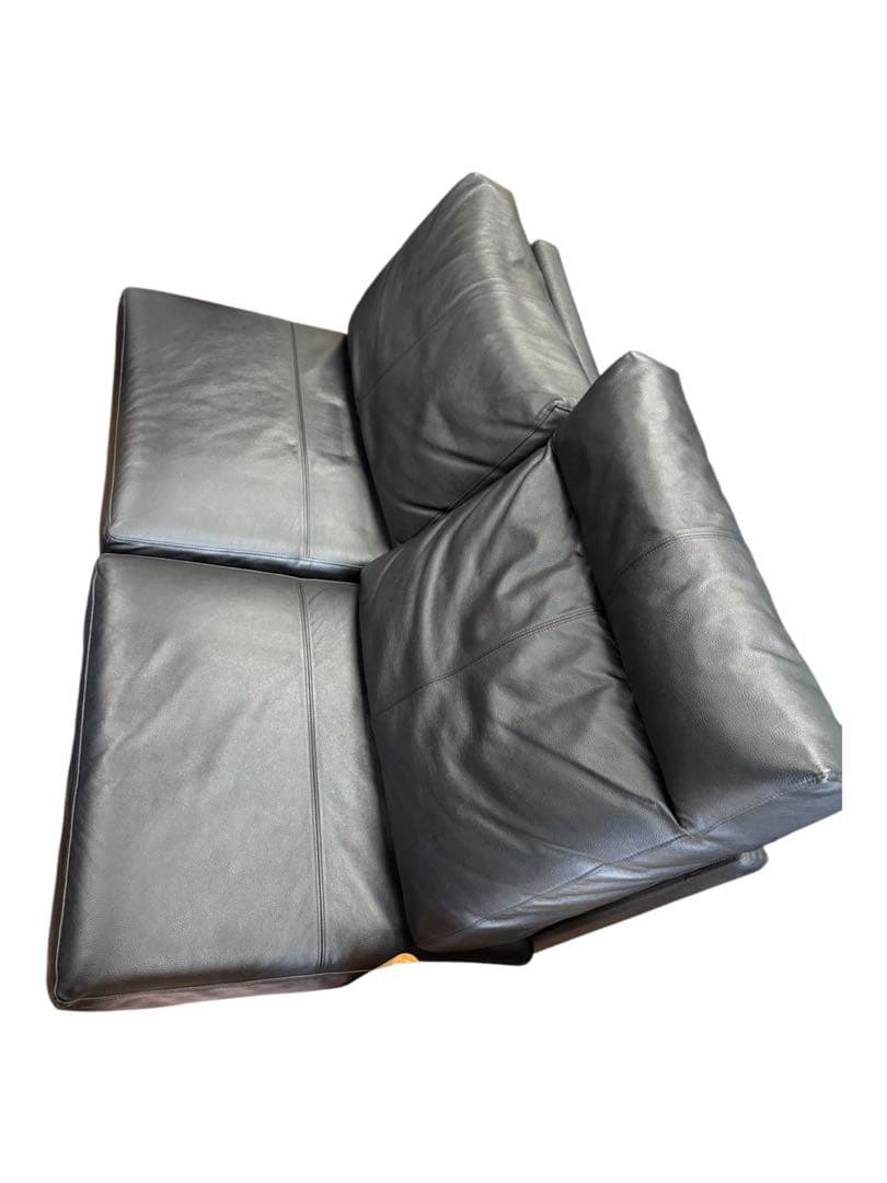 EUCAS ユーカス 黒 レザー ソファ 2人 3人 掛け - メルカリ