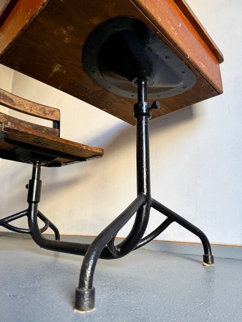 チェア 一体型 スクールデスクチェア アイアンフレーム 学習机 勉強机 学校