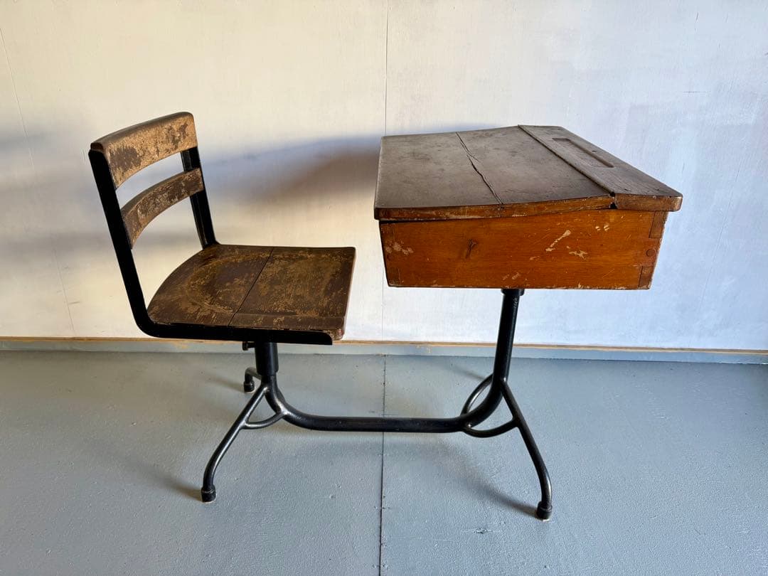 チェア 一体型 スクールデスクチェア アイアンフレーム 学習机 勉強机 学校