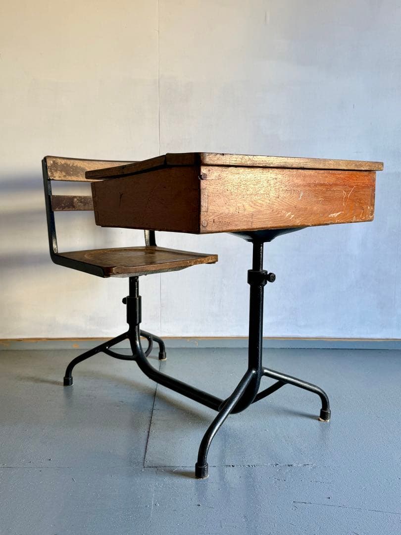 チェア 一体型 スクールデスクチェア アイアンフレーム 学習机 勉強机 学校