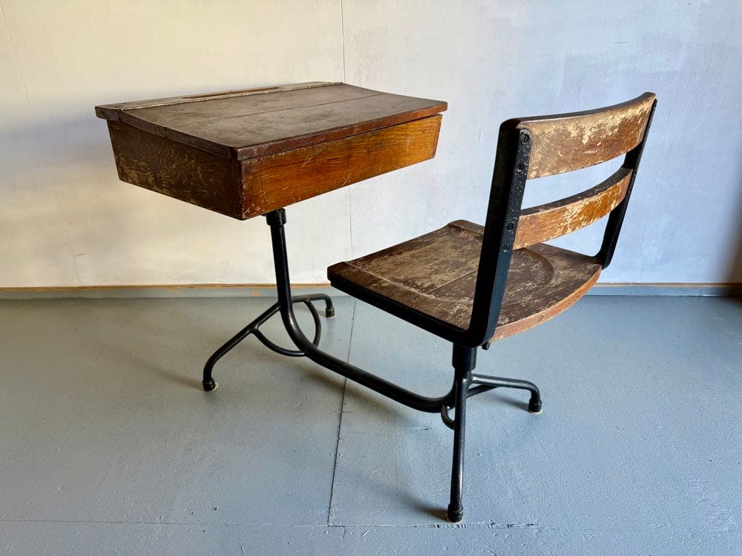 チェア 一体型 スクールデスクチェア アイアンフレーム 学習机 勉強机 学校