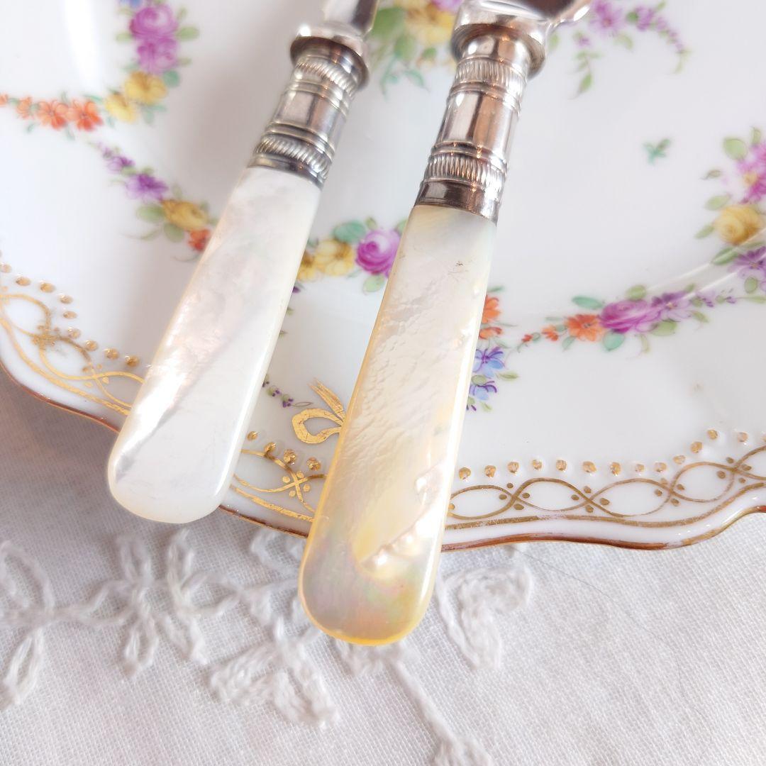 白蝶貝　マザーオブパール　デザートカトラリーセット