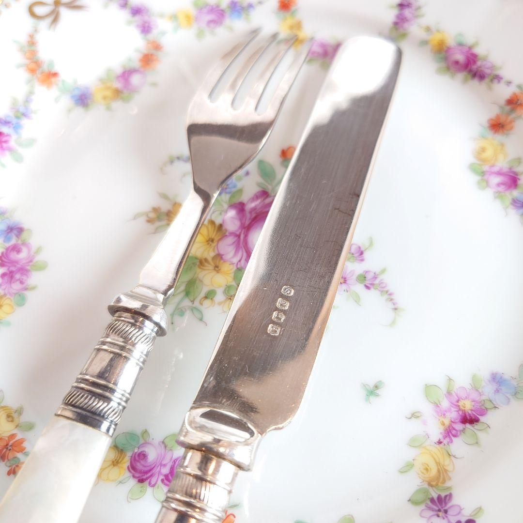 白蝶貝　マザーオブパール　デザートカトラリーセット