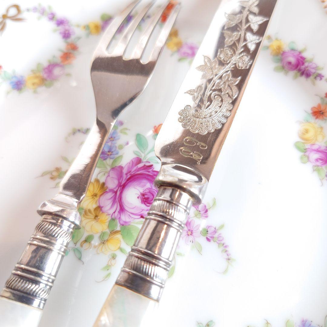 白蝶貝　マザーオブパール　デザートカトラリーセット