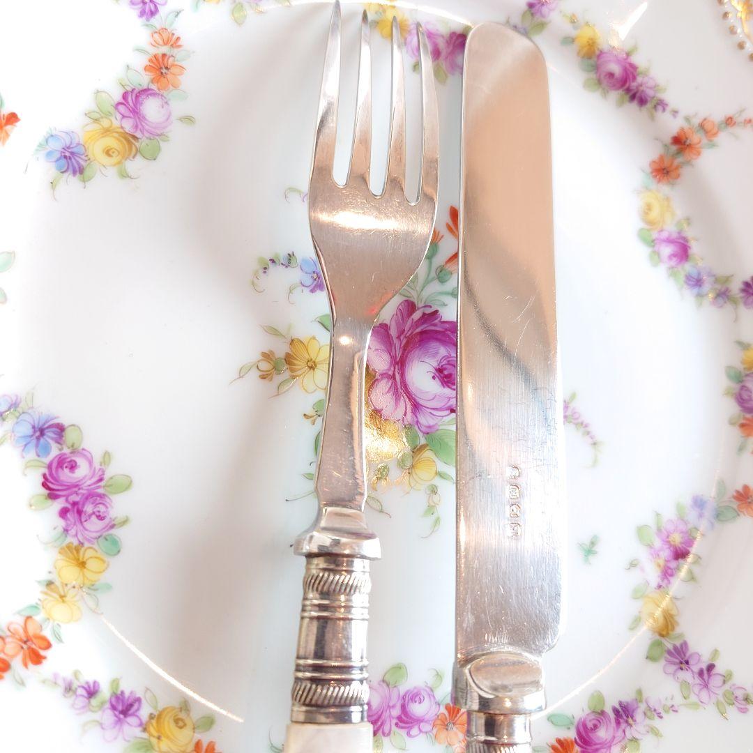 白蝶貝　マザーオブパール　デザートカトラリーセット