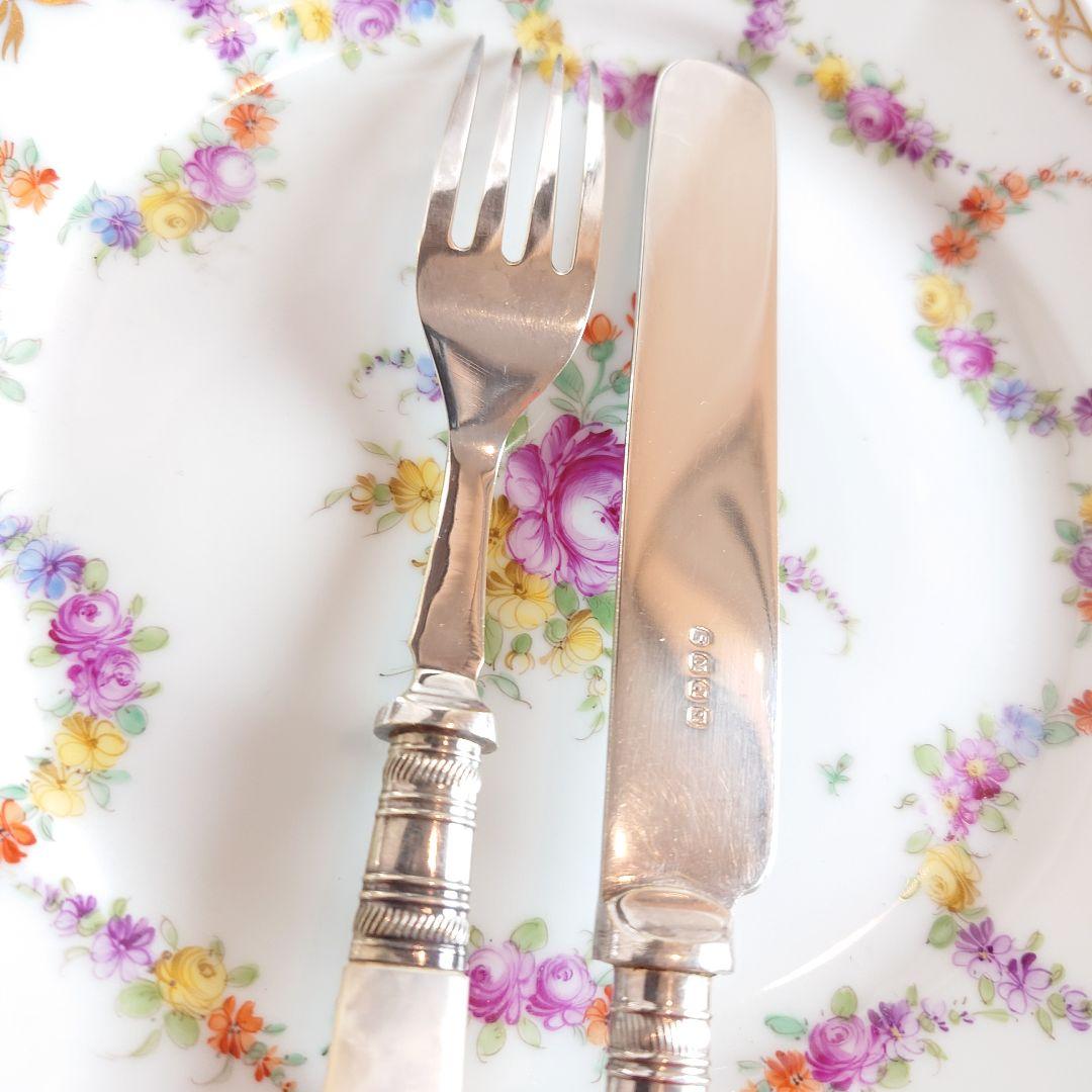 白蝶貝　マザーオブパール　デザートカトラリーセット