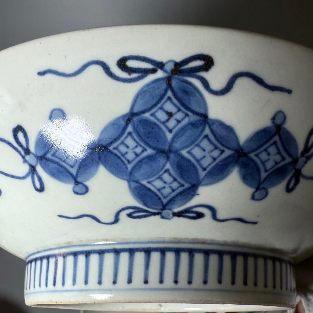 後期鍋島　染付芙蓉文中皿　六客　江戸後期〜明治初期　同手図録掲載品　20.7cm