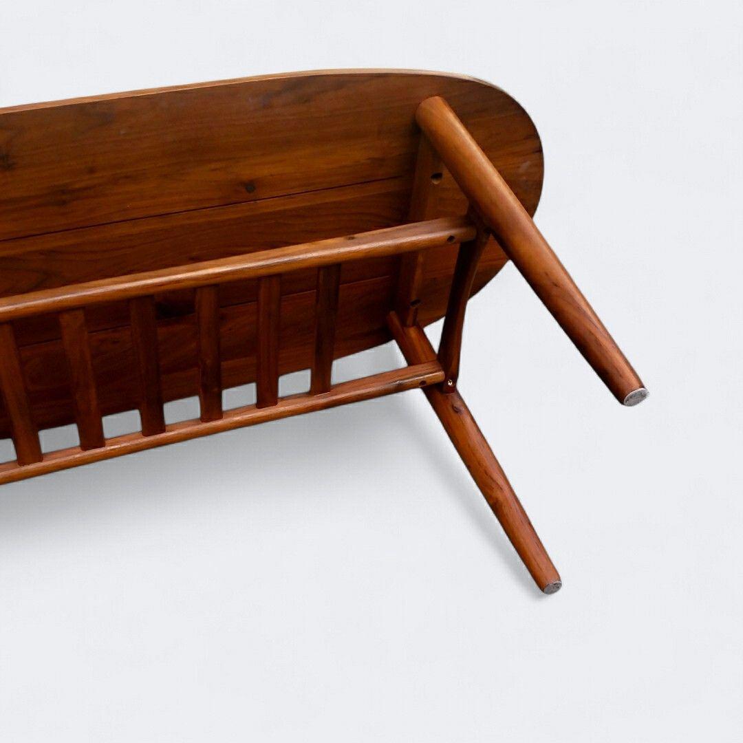 北欧 無垢 オーバル センターテーブル 棚付 コーヒーテーブル