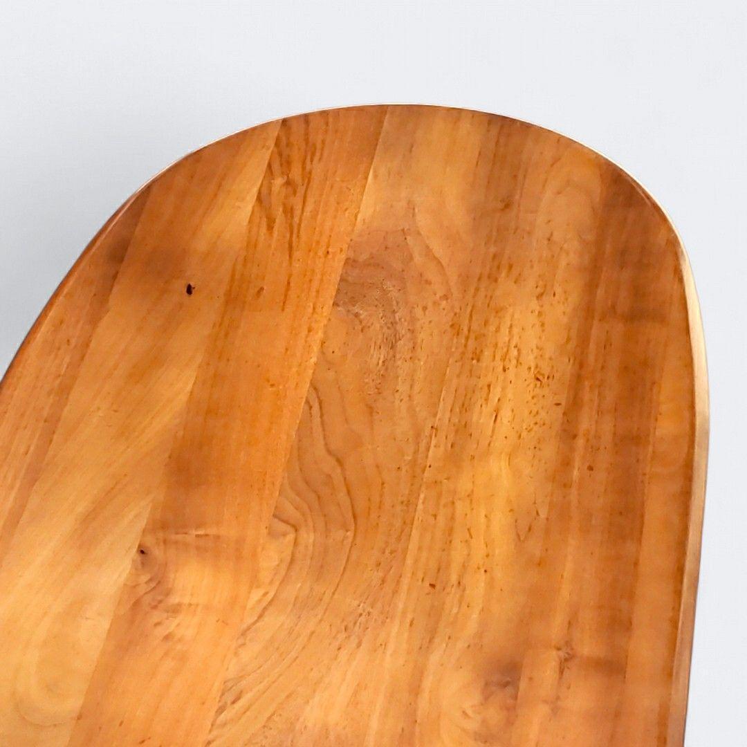 北欧 無垢 オーバル センターテーブル 棚付 コーヒーテーブル