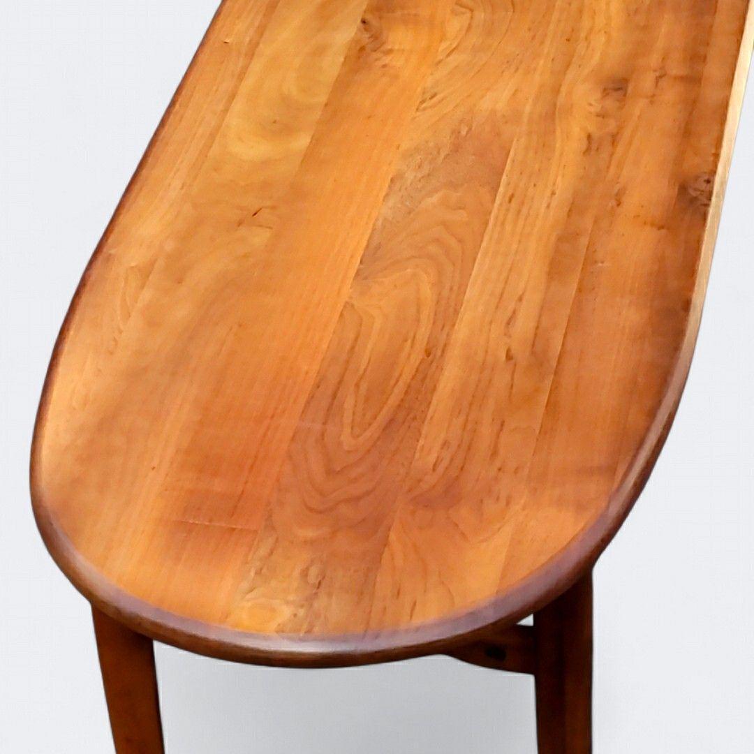 北欧 無垢 オーバル センターテーブル 棚付 コーヒーテーブル