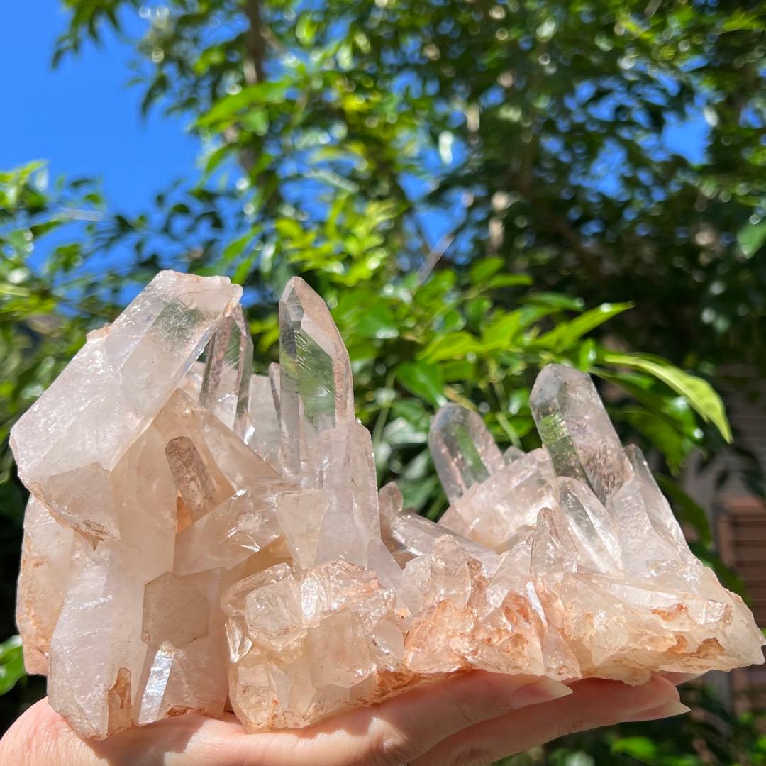 ✳️極稀品✨タンジェリンパワーと高透明度✨極上透明度 水晶クラスター 天然石 原石