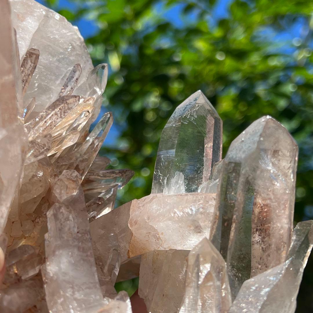 ✳️極稀品✨タンジェリンパワーと高透明度✨極上透明度 水晶クラスター 天然石 原石