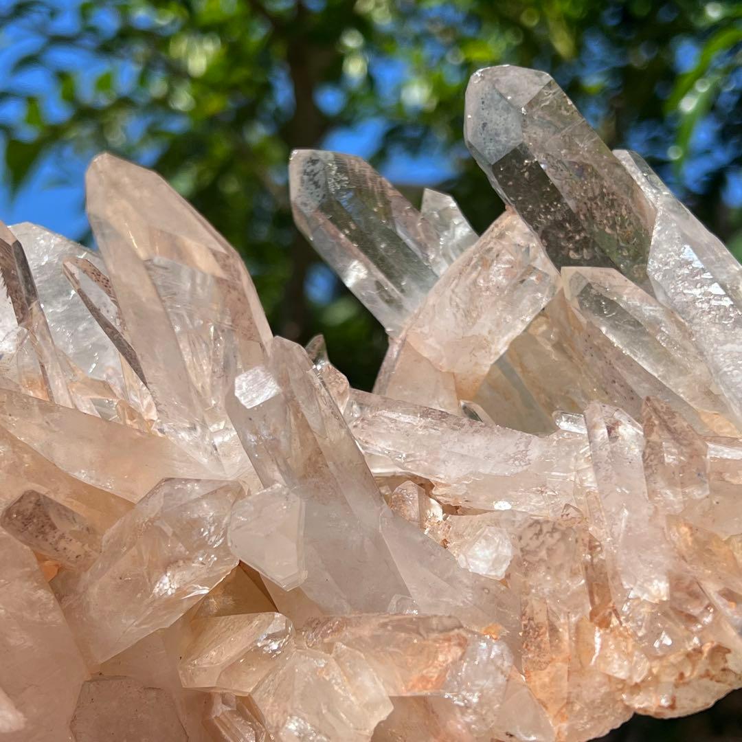 ✳️極稀品✨タンジェリンパワーと高透明度✨極上透明度 水晶クラスター 天然石 原石