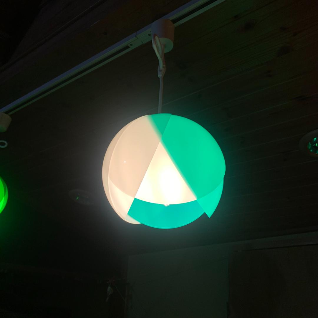 チューリップライト 緑 その5 昭和レトロ ペンダントライト コード交換済