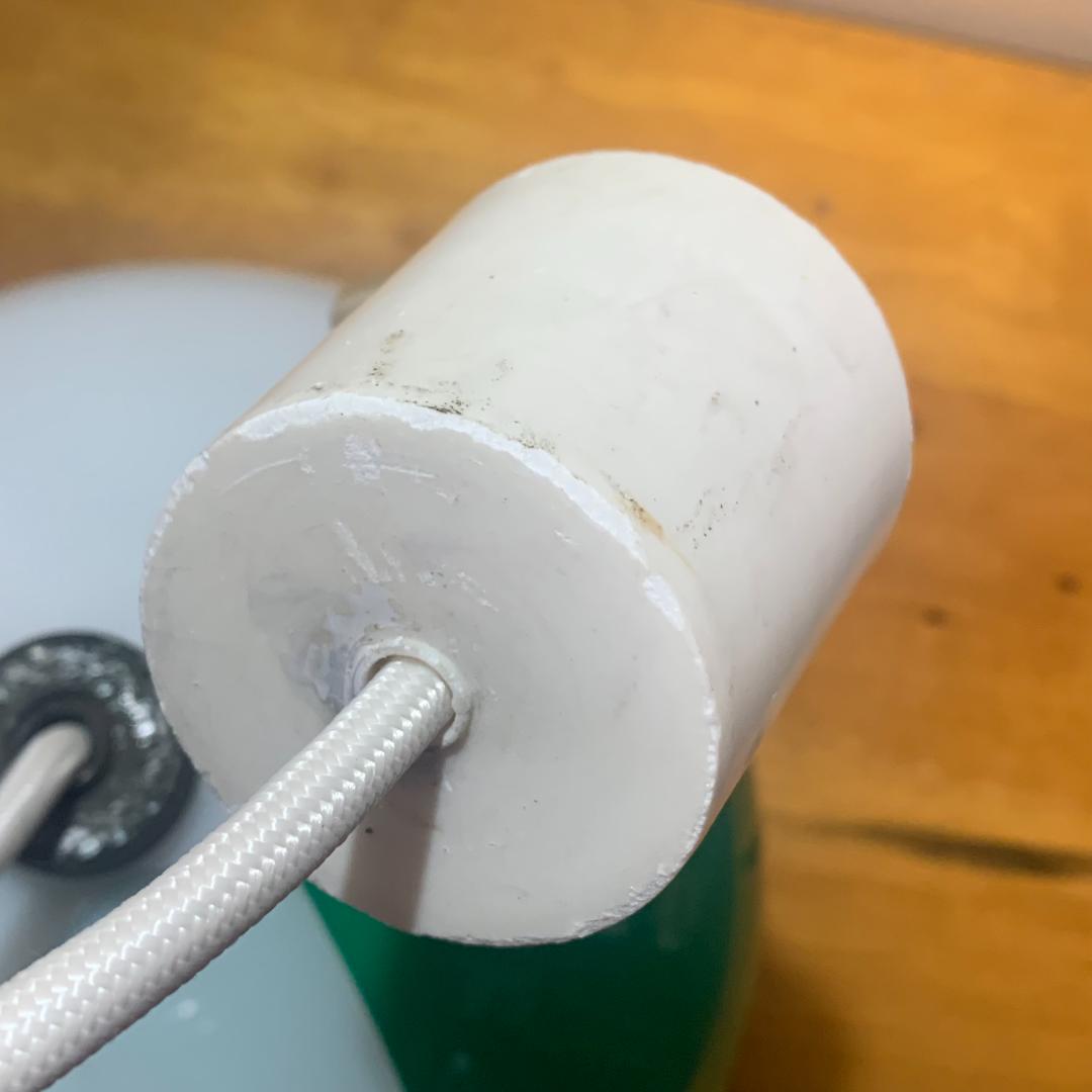 チューリップライト 緑 その5 昭和レトロ ペンダントライト コード交換済