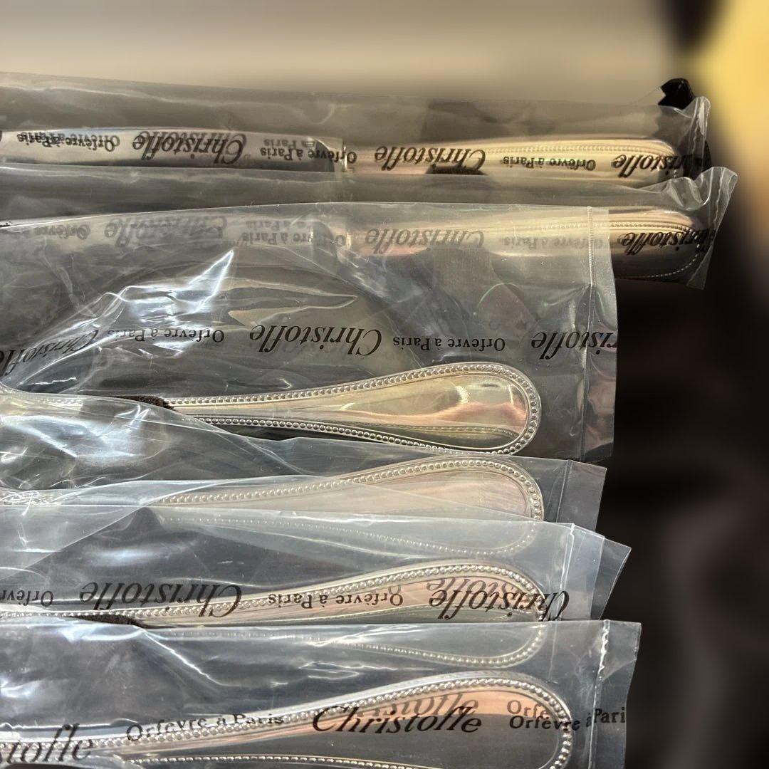 【売り切り価格】Christofle カトラリーセット6点　パール　ケース入り