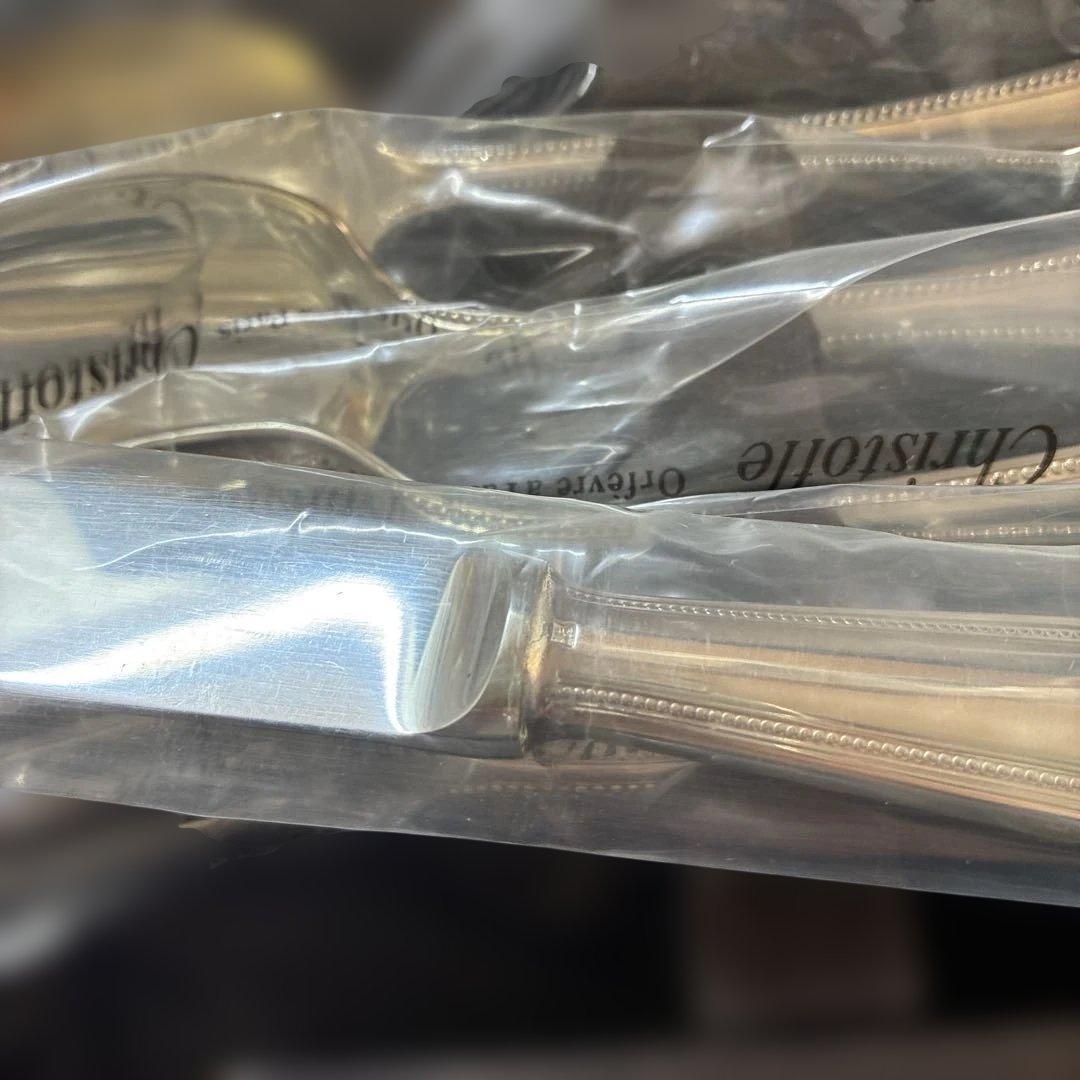 【売り切り価格】Christofle カトラリーセット6点　パール　ケース入り