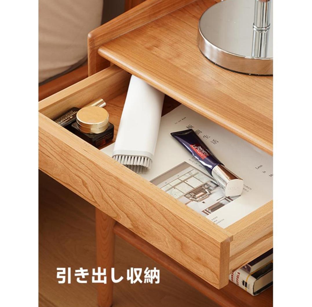 【美品】 CAGUUU チェリー材 サイドテーブル ナイトテーブル シンプル