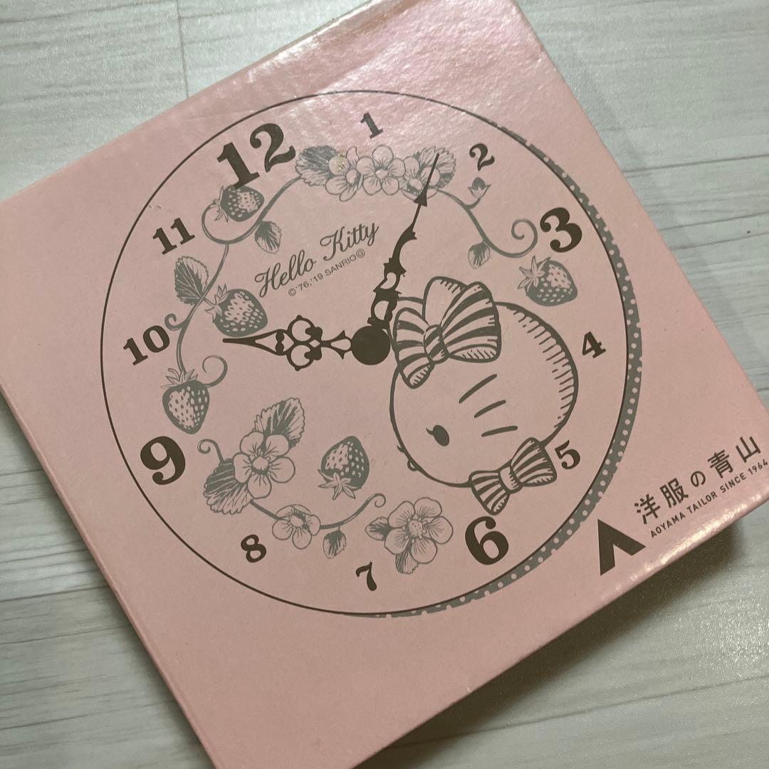 ハローキティ 洋服の青山 壁掛け時計 ノベルティ ピンク 壁掛け時計