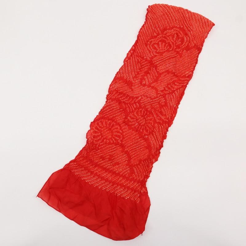 【七五三】5点セット　3歳女児 小花 子供着物帯小物 赤 正絹 8RR3