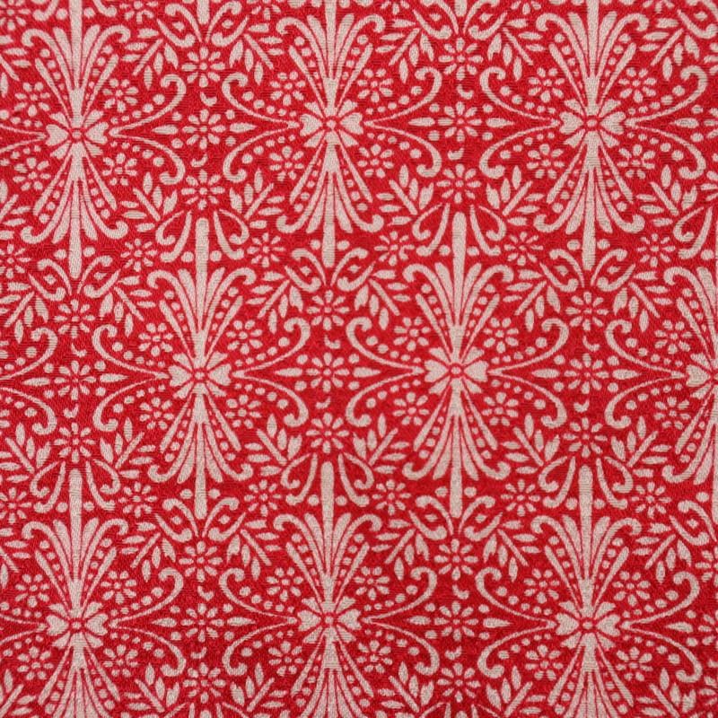 【七五三】5点セット　3歳女児 小花 子供着物帯小物 赤 正絹 8RR3