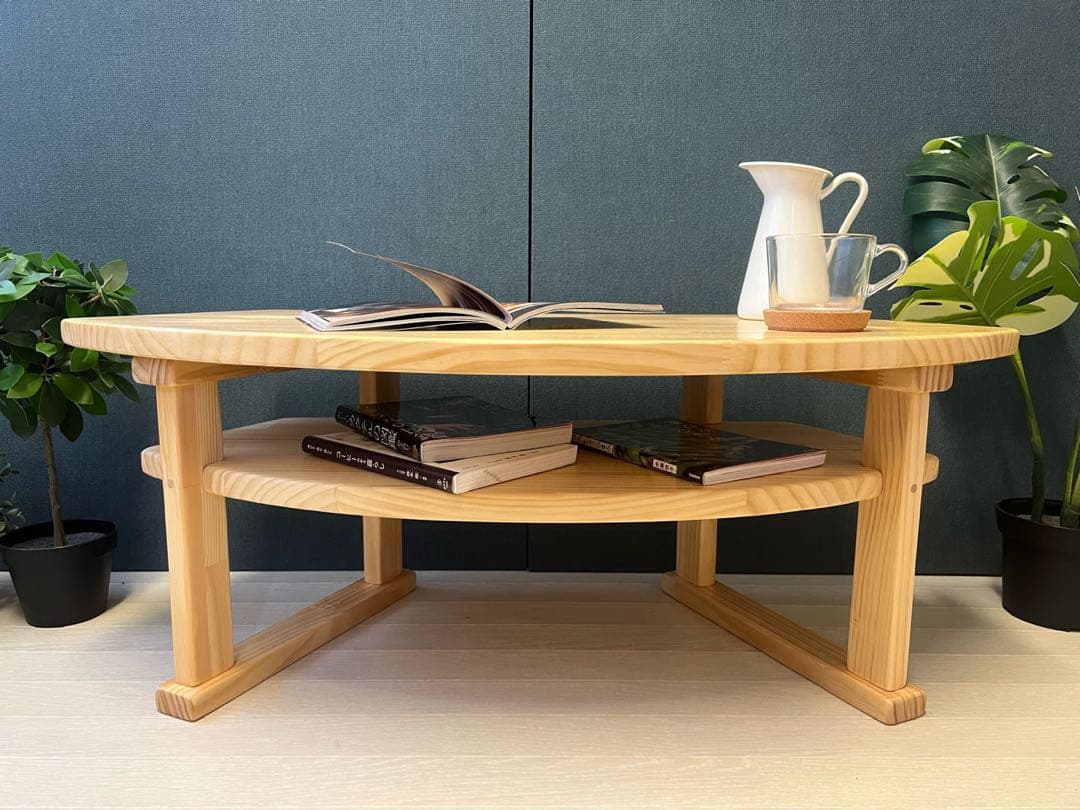 【在庫整理】 ローテーブル 扇形 90cm 45cm パイン ナチュラル