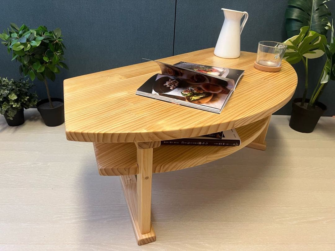 【在庫整理】 ローテーブル 扇形 90cm 45cm パイン ナチュラル