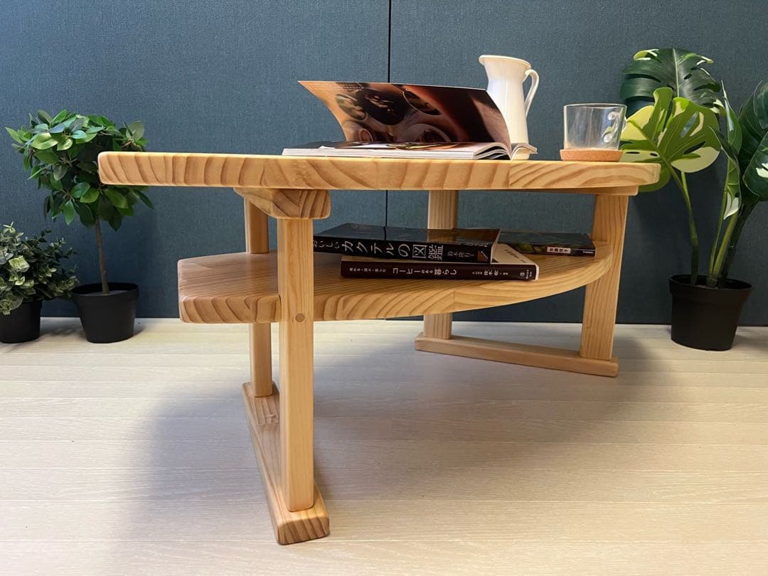 【在庫整理】 ローテーブル 扇形 90cm 45cm パイン ナチュラル