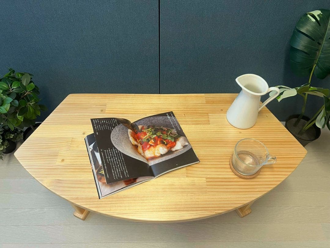 【在庫整理】 ローテーブル 扇形 90cm 45cm パイン ナチュラル