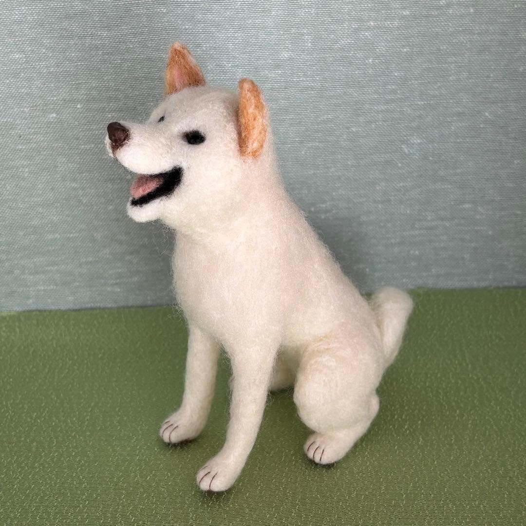 柴犬　白柴（2）　羊毛フェルト　ハンドメイド　No.77