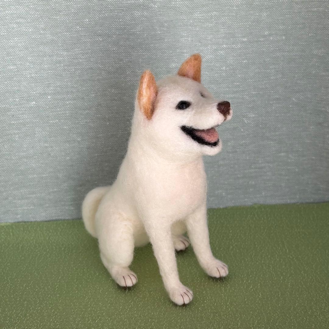 柴犬　白柴（2）　羊毛フェルト　ハンドメイド　No.77