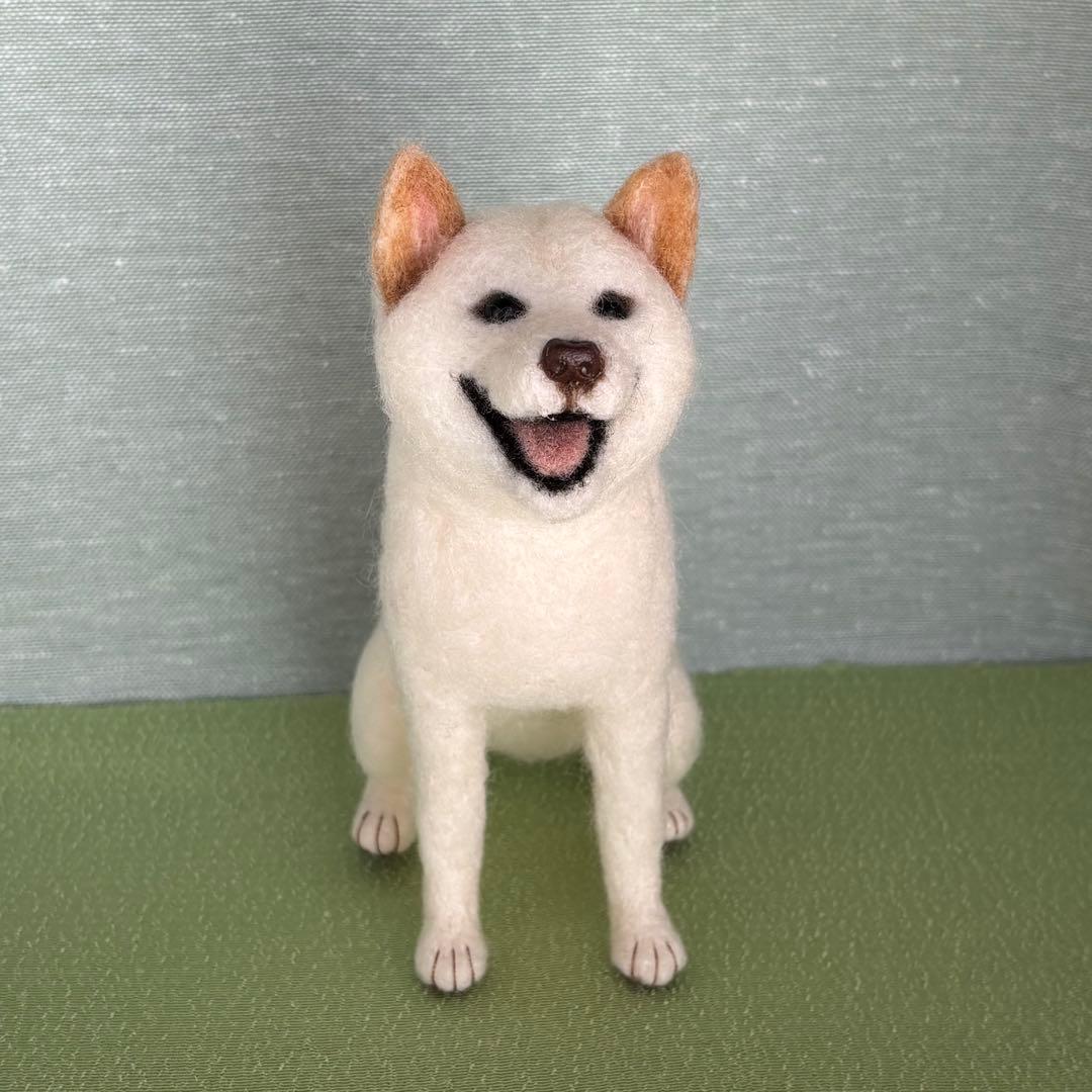 柴犬　白柴（2）　羊毛フェルト　ハンドメイド　No.77