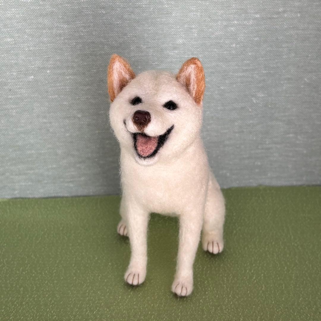 柴犬　白柴（2）　羊毛フェルト　ハンドメイド　No.77
