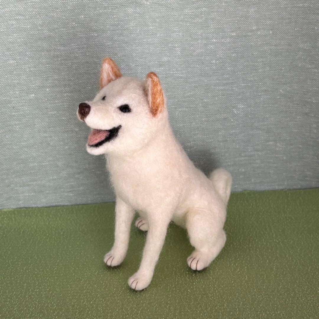 柴犬　白柴（2）　羊毛フェルト　ハンドメイド　No.77