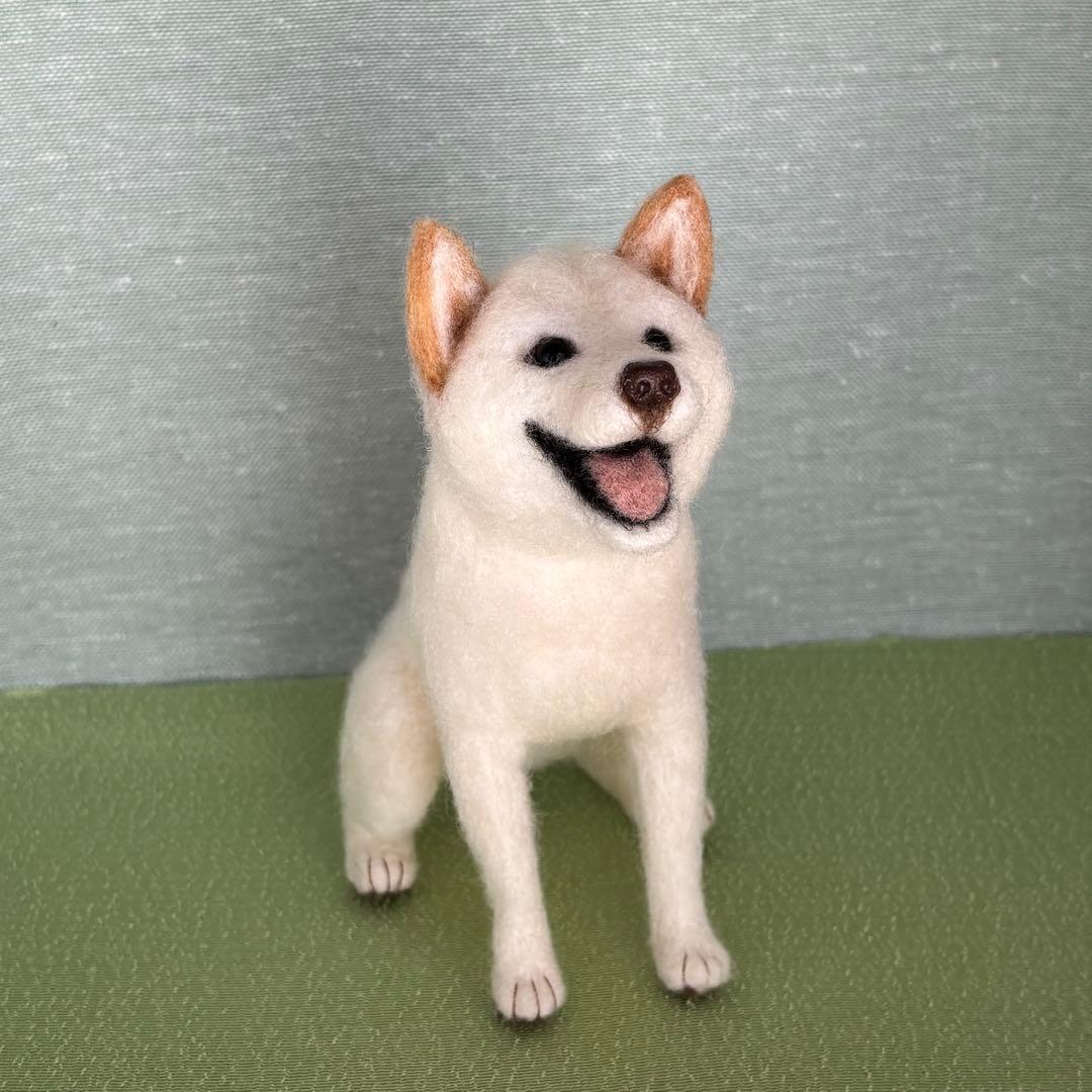 柴犬　白柴（2）　羊毛フェルト　ハンドメイド　No.77
