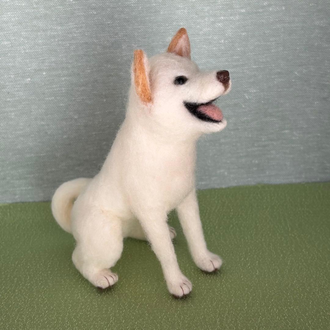 柴犬　白柴（2）　羊毛フェルト　ハンドメイド　No.77