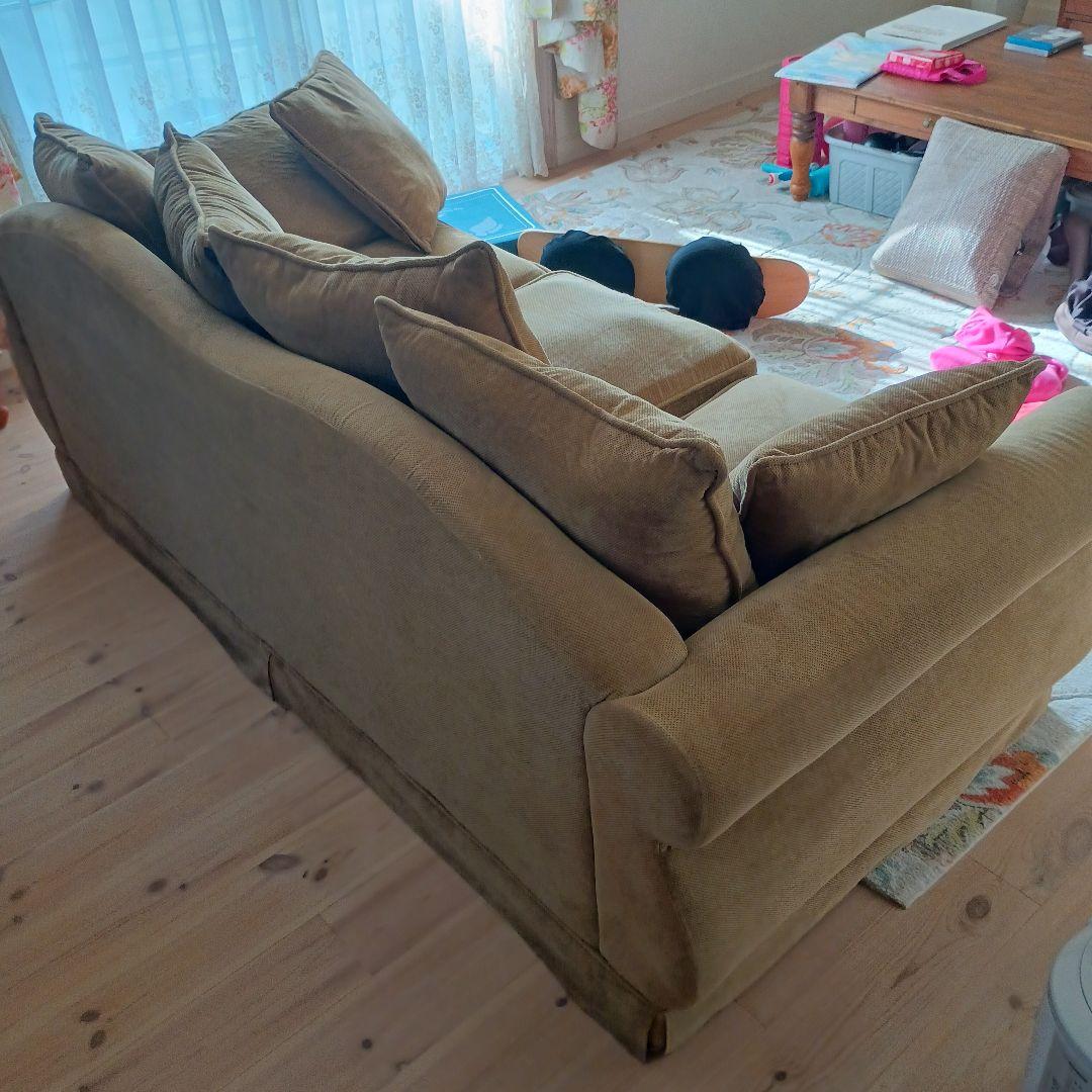 ベージュファブリックソファ 3人掛け　愛知引取限定