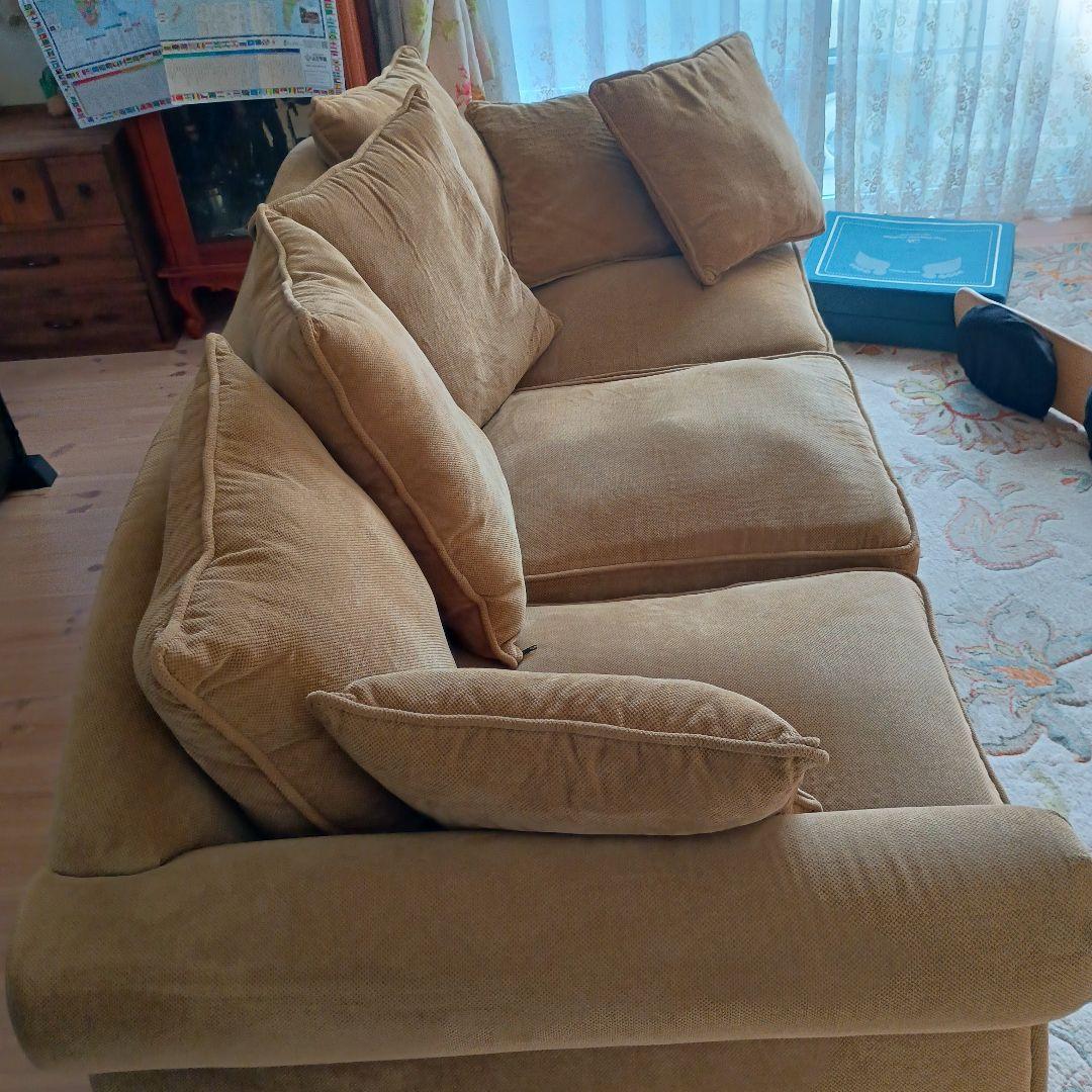 ベージュファブリックソファ 3人掛け　愛知引取限定