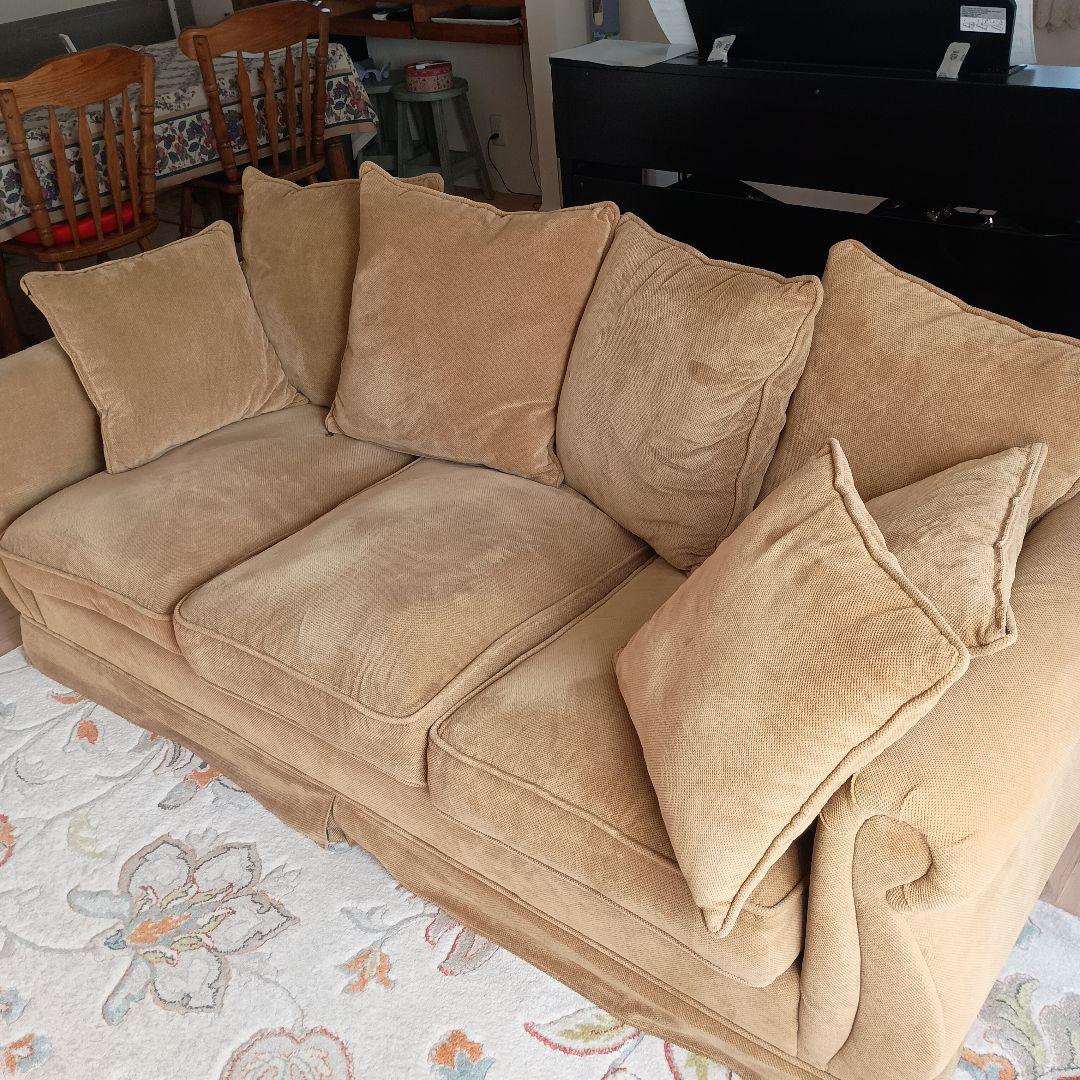 ベージュファブリックソファ 3人掛け　愛知引取限定