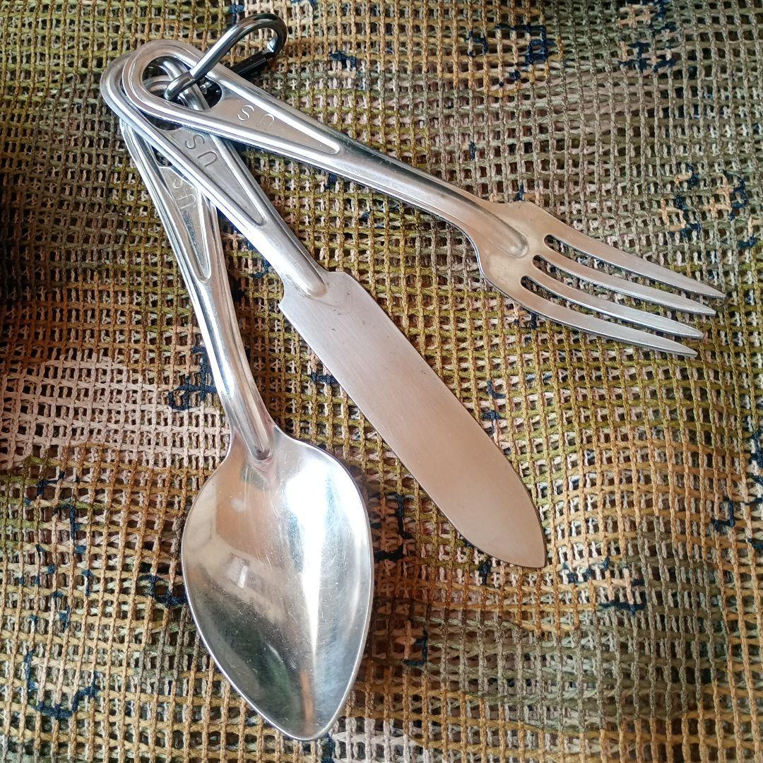 【米軍放出品】メスキットパン＆カトラリー（フォーク、ナイフ、スプーン/各1個）