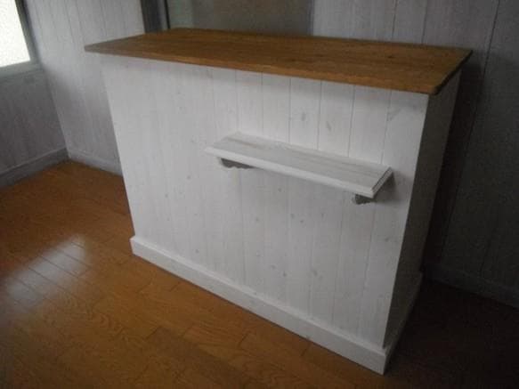 受注製作☆北欧☆カウンターテーブル1200☆シェルフ付；棚なし
