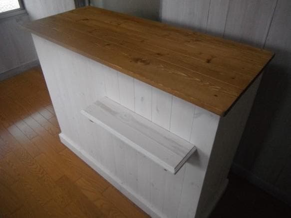 受注製作☆北欧☆カウンターテーブル1200☆シェルフ付；棚なし