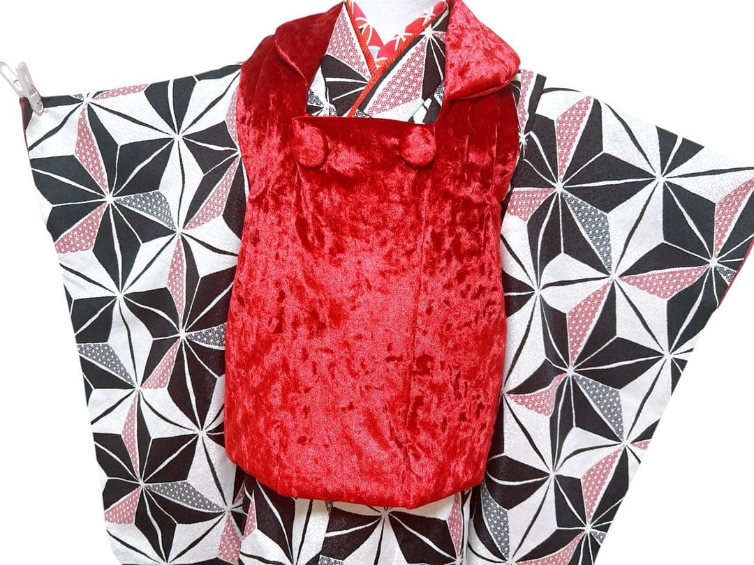 ベロア被布♡七五三　3歳　女の子　フルセット　モダン　大正ロマン　ベレー帽